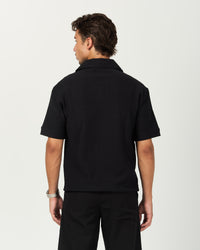 Black Ribbed Polo Tee