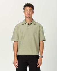 Mint Ribbed Polo Tee