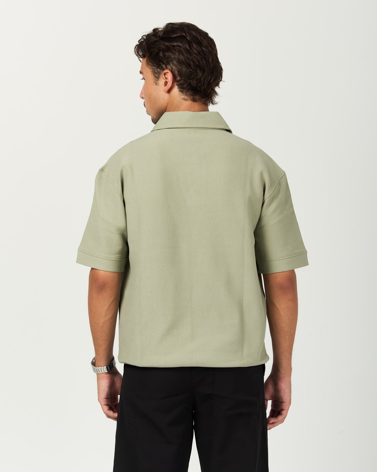 Mint Ribbed Polo Tee