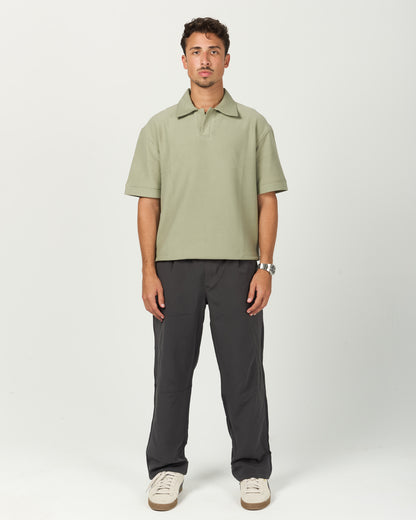 Mint Ribbed Polo Tee