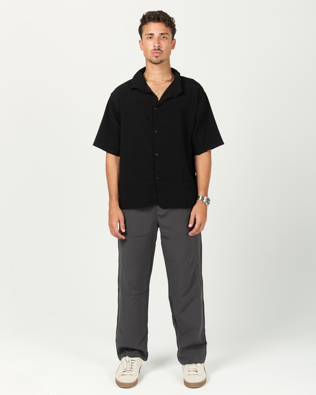 Black Pleated Shirt