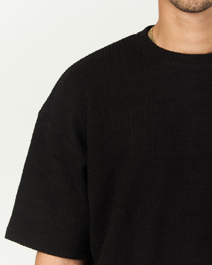 Black Textured Crewneck