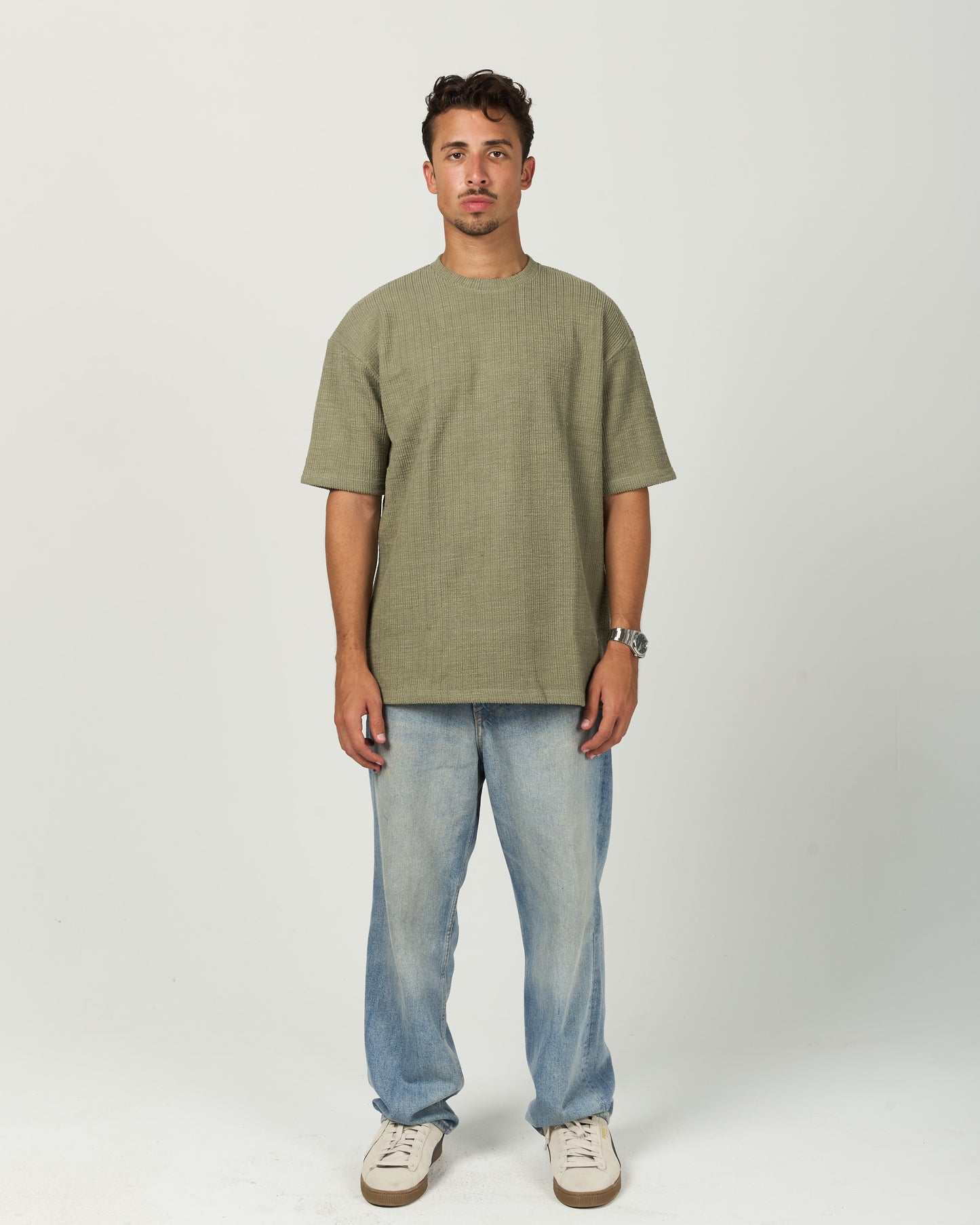 Olive Textured Crewneck