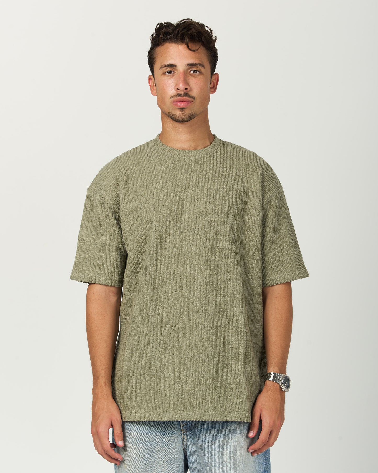 Olive Textured Crewneck