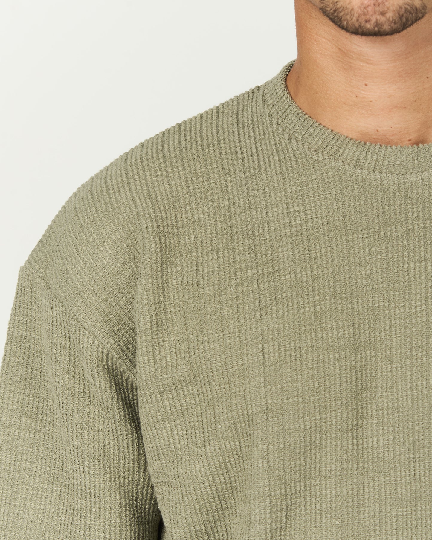 Olive Textured Crewneck