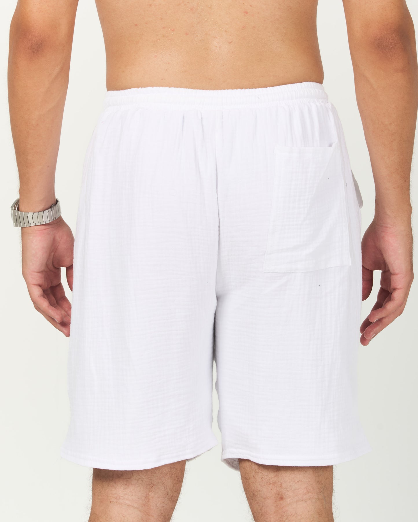 White Soft Weave Cotton Shorts